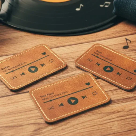 Personalized Music Player Leather Patches - Picture 1 of 6